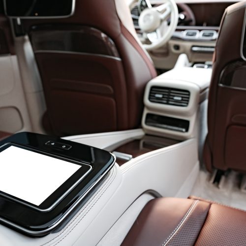 Interior of prestige modern car with leather seats